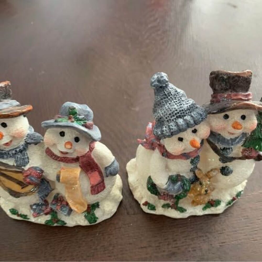 Two Vintage Home Interiors Resin Snowmen Couple